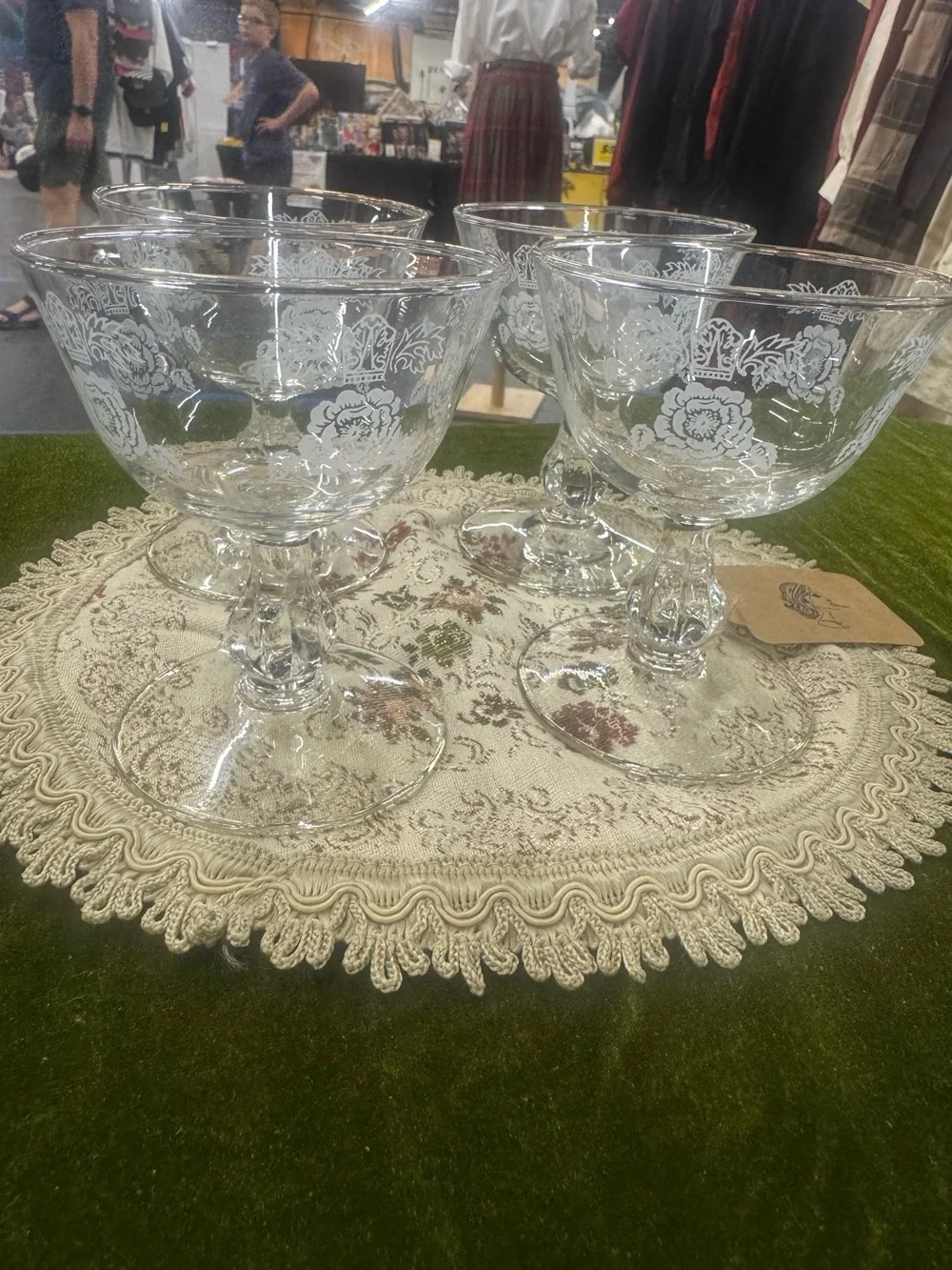 Vintage Etched Glass Dessert Coupe - SET OF 4
